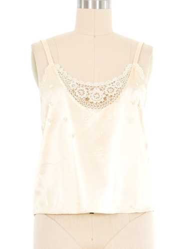 Champagne Crochet Trimmed Silk Cami