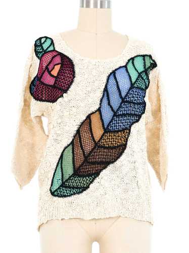 Floral Applique Knit Top - image 1