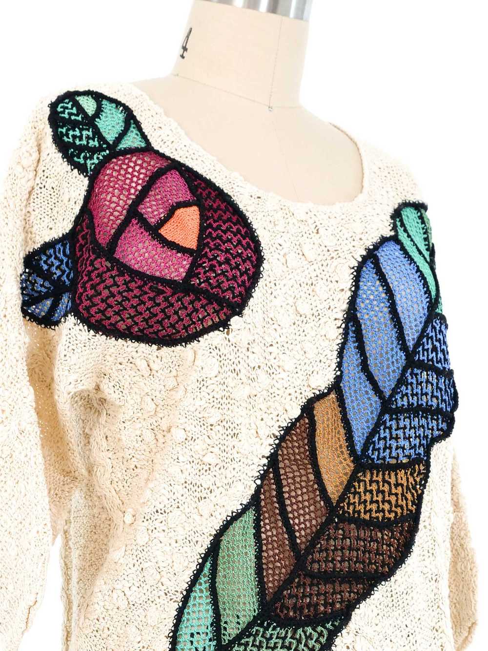 Floral Applique Knit Top - image 2