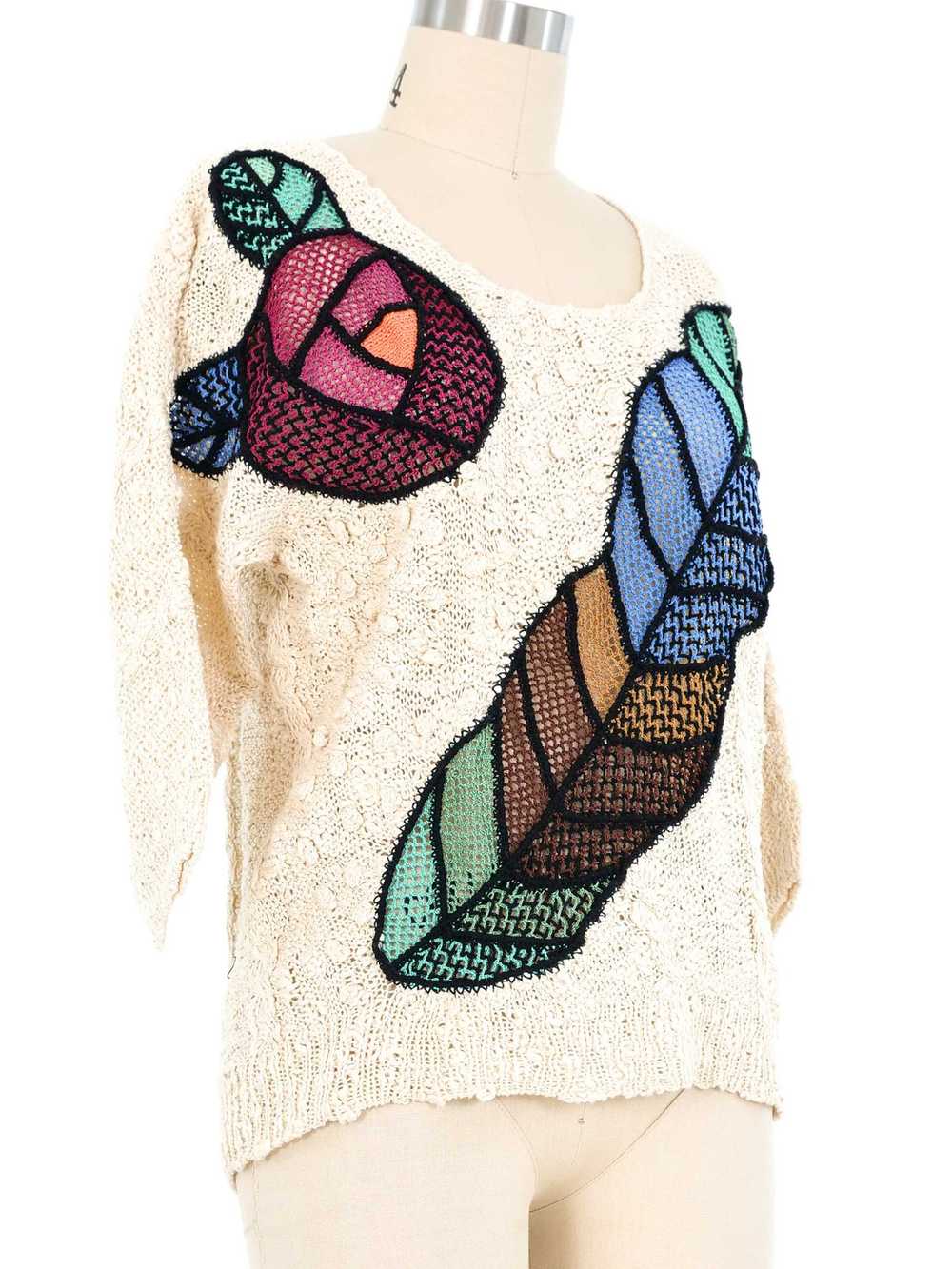 Floral Applique Knit Top - image 3