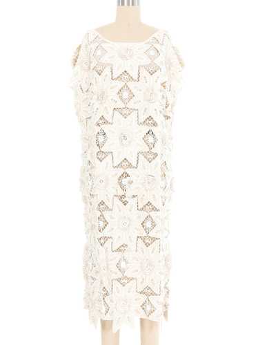 Ivory Sequin Embellished Crochet Maxi Dress