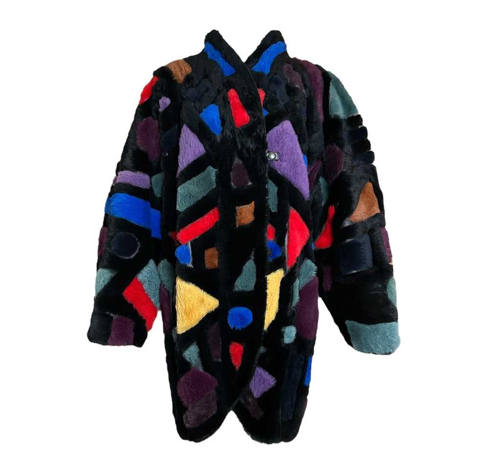 Krizia Geometric Geometric Patchwork Fur Reversib… - image 1