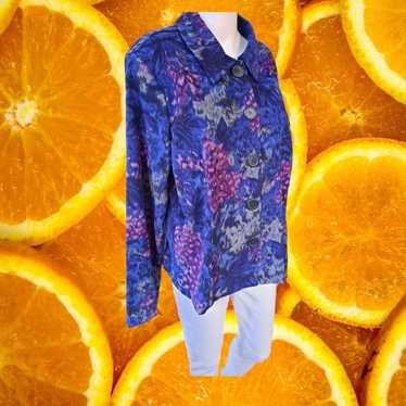 Other Briggs New York Blue Floral Button Up Blouse