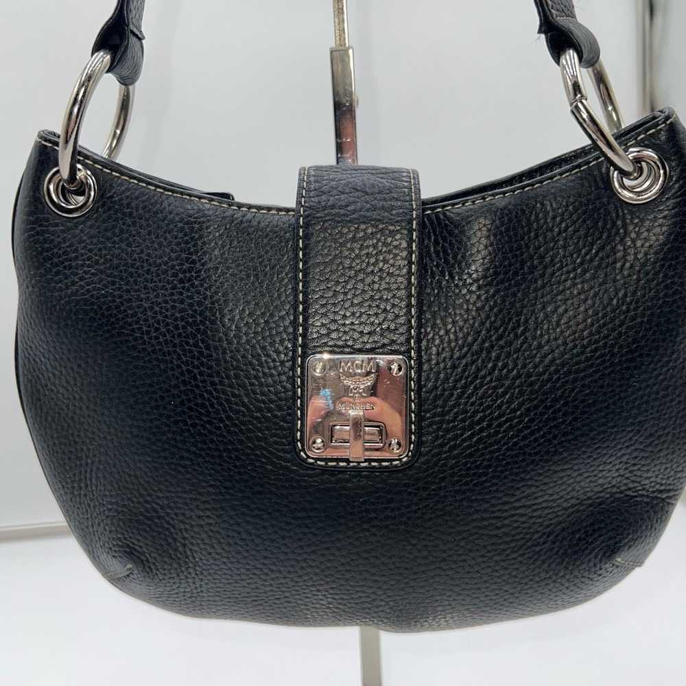 MCM MCM Small Black Leather Hobo Bag - image 2