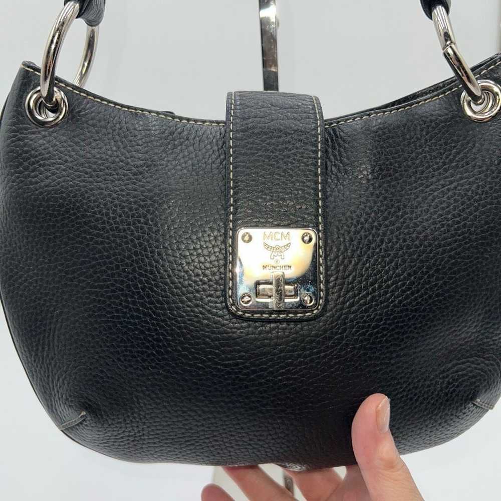 MCM MCM Small Black Leather Hobo Bag - image 3