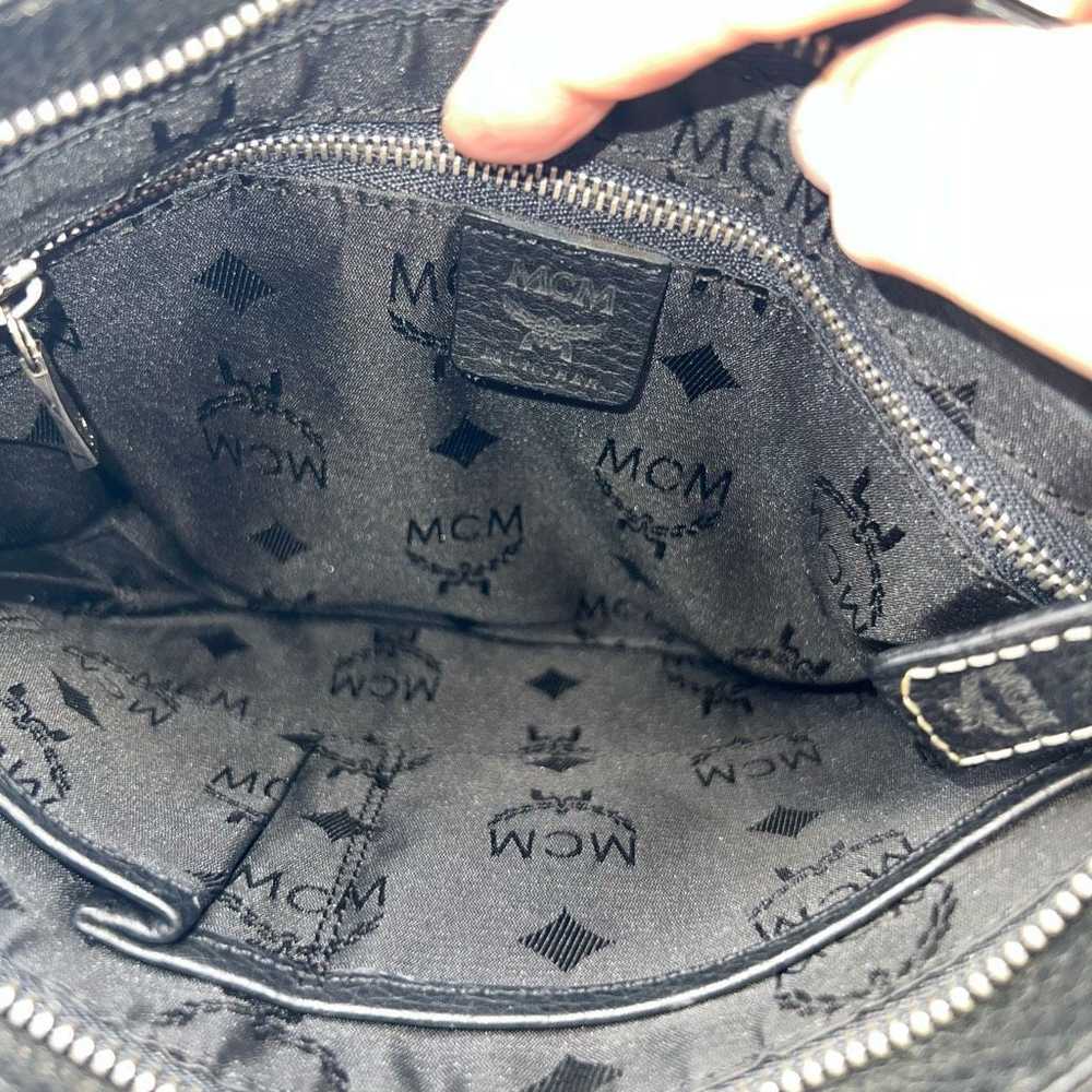 MCM MCM Small Black Leather Hobo Bag - image 9