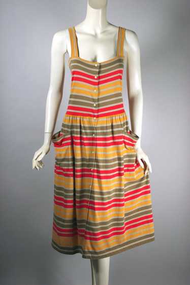 Georges Rech 80s cotton jersey stripe sundress S-M