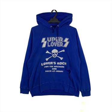 Vintage SUPER LOVERS Japanese Brand Blue outlets Medium Jacket Harajaku Fashion Sweatshirt Pullover Love Logo Sweater Size M