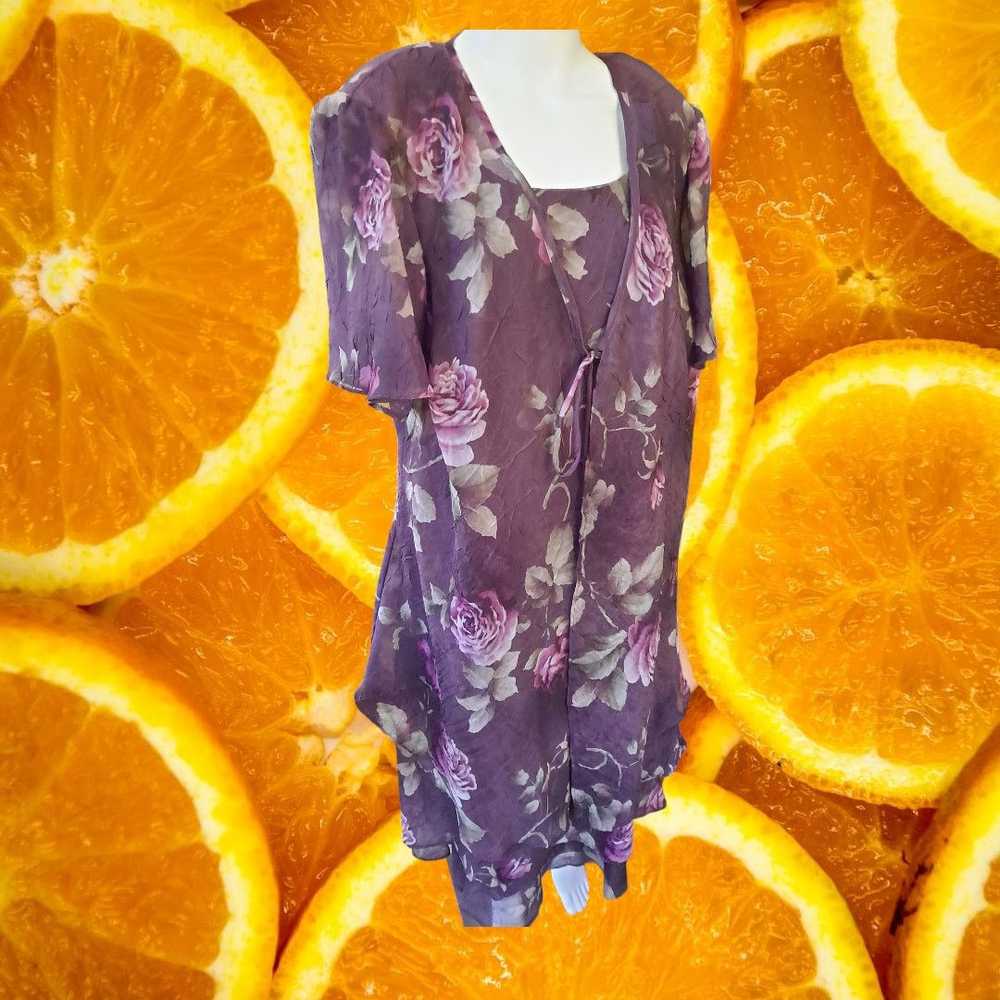 Other Vintage S. L. Fashions Purple Floral 2 Piec… - image 11