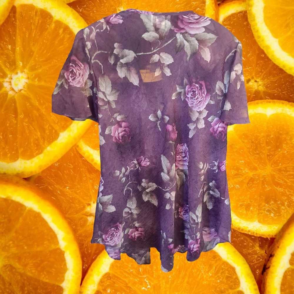 Other Vintage S. L. Fashions Purple Floral 2 Piec… - image 3