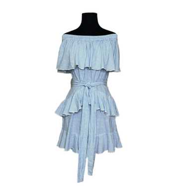 Topshop Topshop Pinstripe Frill Bardot Ruffled Min