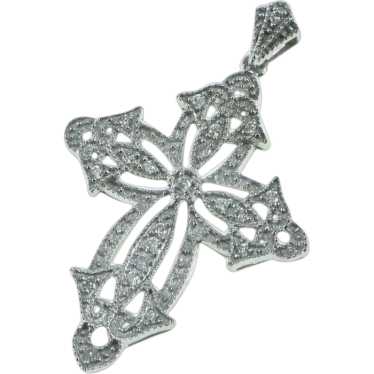 14K Pave Diamond Encrusted Cross Christian Faith … - image 1