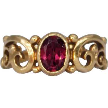 14K Yellow Gold Pink Tourmaline Ring Contemporary 