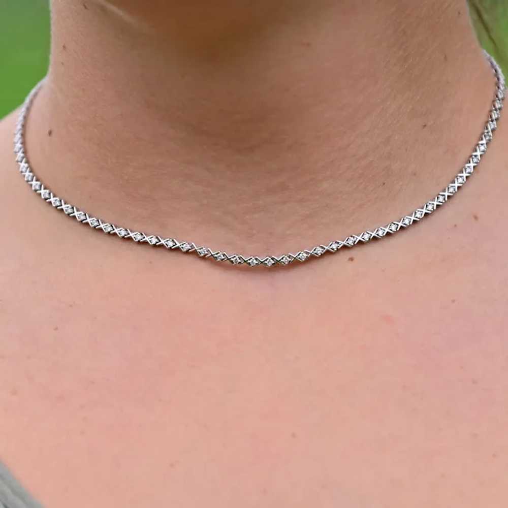 2.67cttw Diamond Tennis Necklace 14k White Gold 1… - image 5