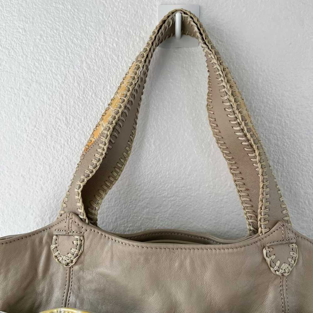 Vintage Chi by Carlos Falchi Tote Bag Beige Leath… - image 3