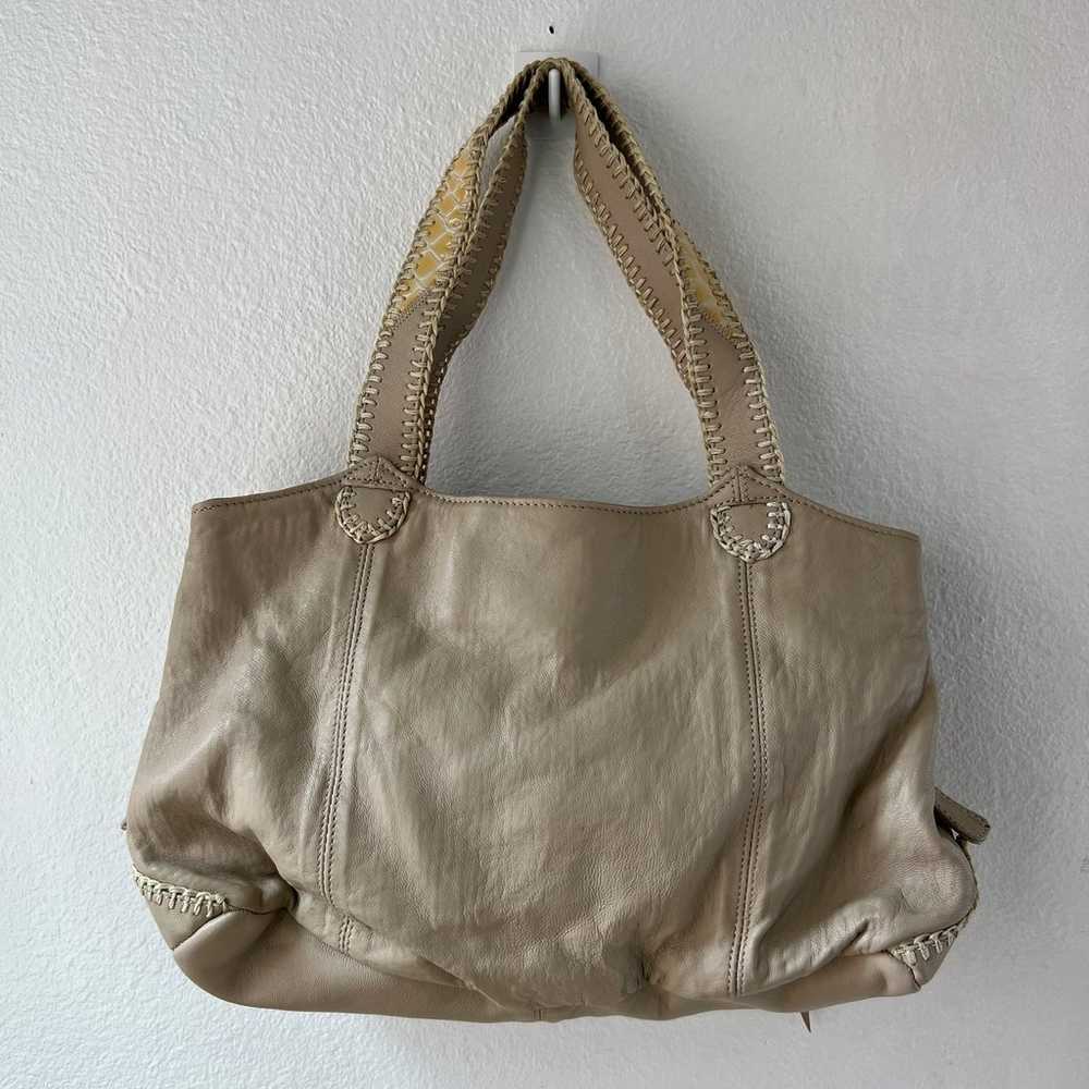 Vintage Chi by Carlos Falchi Tote Bag Beige Leath… - image 4