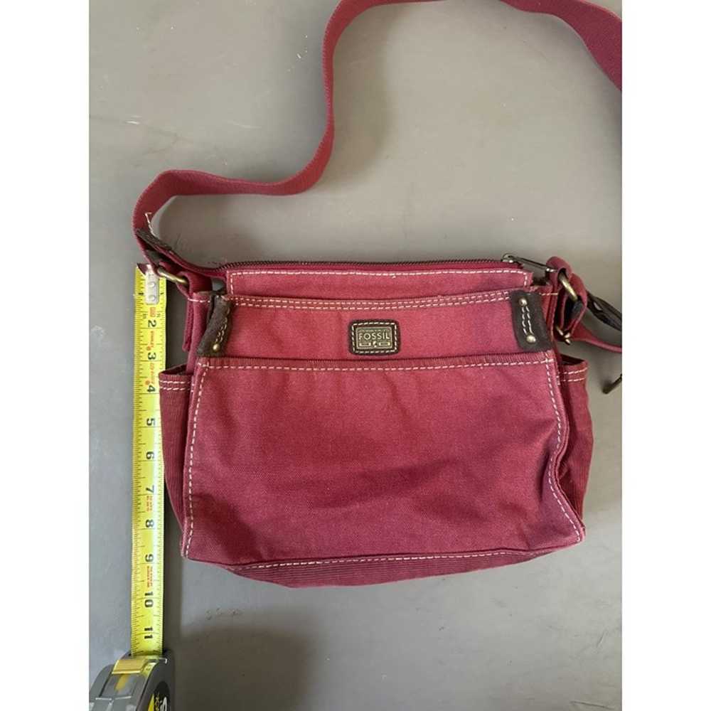 Vintage Fossil, red canvas, Crossbody purse - image 3