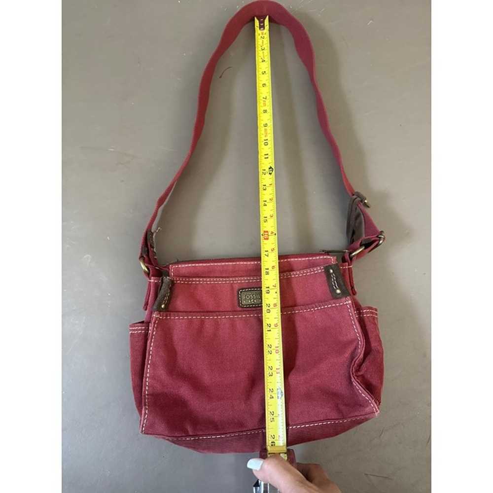 Vintage Fossil, red canvas, Crossbody purse - image 4