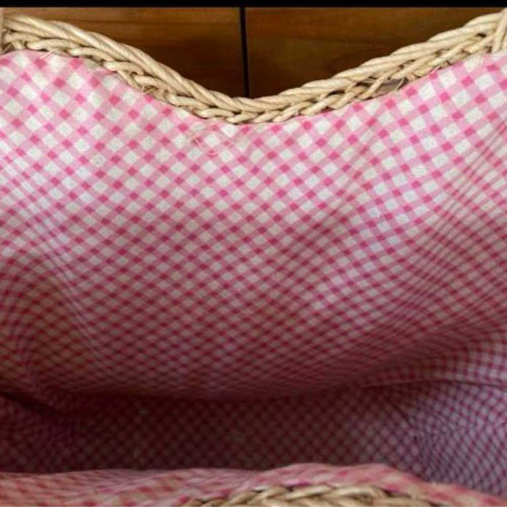 Vintage Basket Bag Gingham Check Pink - image 4