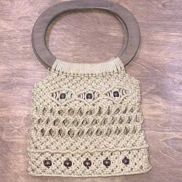 Vintage crochet woven rope handbag - image 1