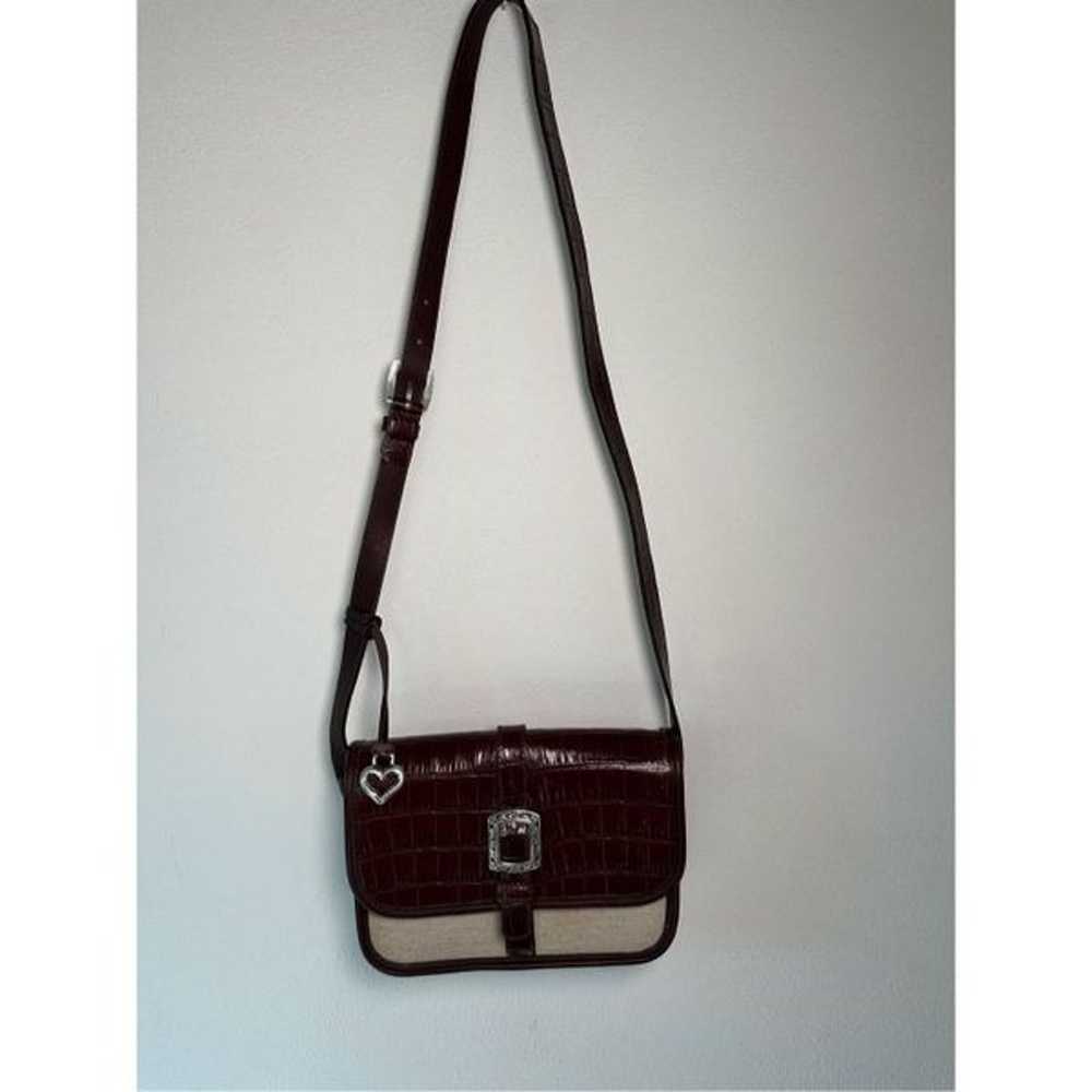 Brighton Vintage women’s leather Croc & canvas be… - image 1