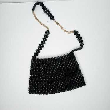 Vintage 70s black beaded bag made in Japan