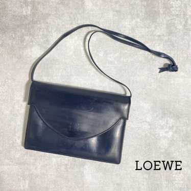 Loewe Shoulder Bag Navy Anagram Leather Vintage