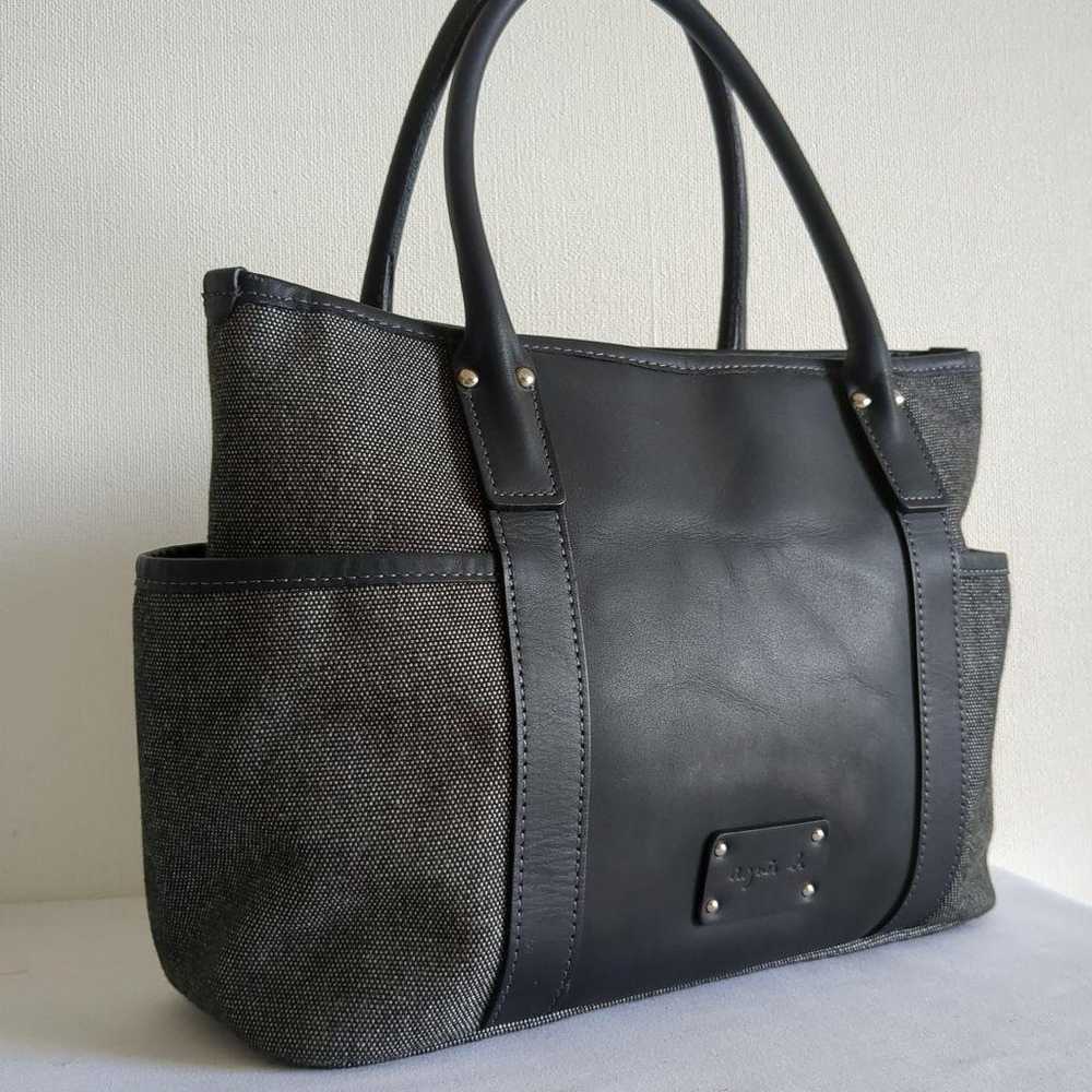 Agnes B Voyage Handbag Tote Black Gray Leather Ac… - image 10