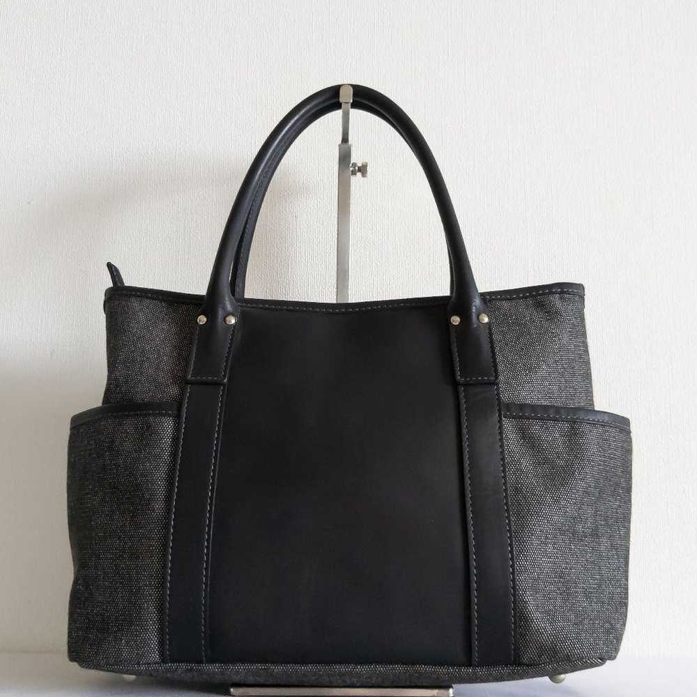 Agnes B Voyage Handbag Tote Black Gray Leather Ac… - image 2