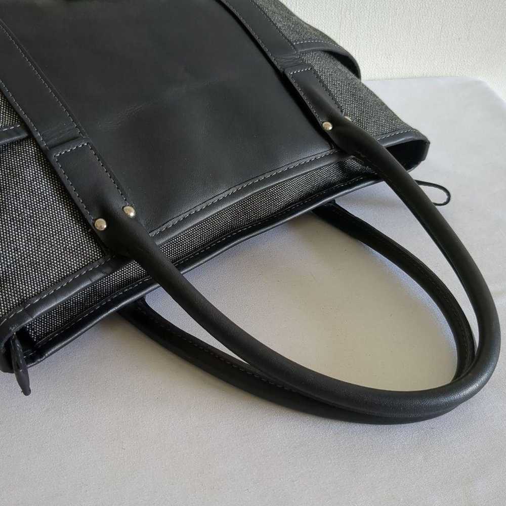 Agnes B Voyage Handbag Tote Black Gray Leather Ac… - image 5