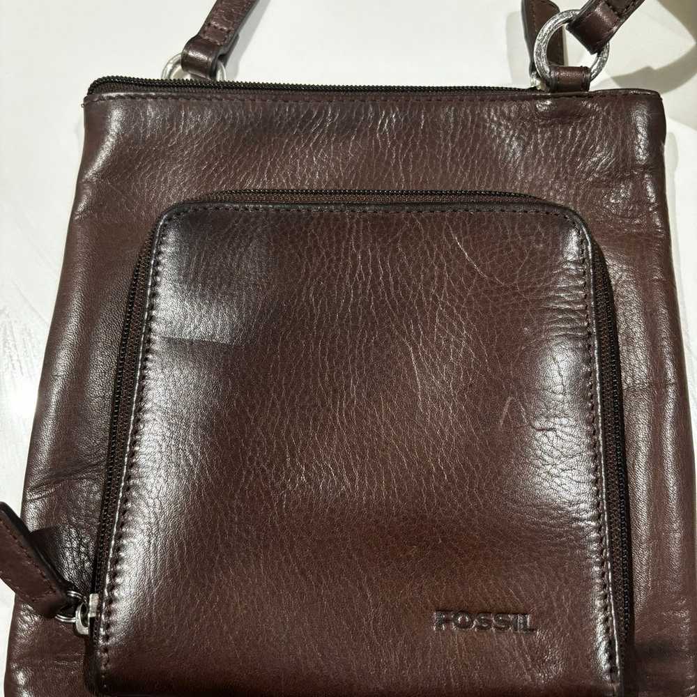 Vintage Fossil Crossbody Leather Bag Purse Brown - image 1