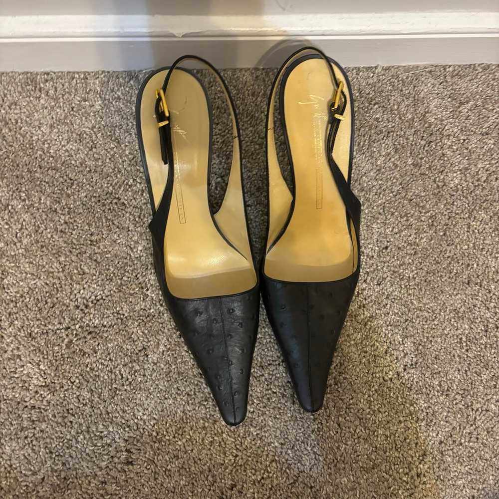 Vintage Giuseppe Zanotti Pointy Toe Slingback Bla… - image 3