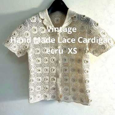 Vintage Hand Made Lace Cardigan in Ecru - image 1