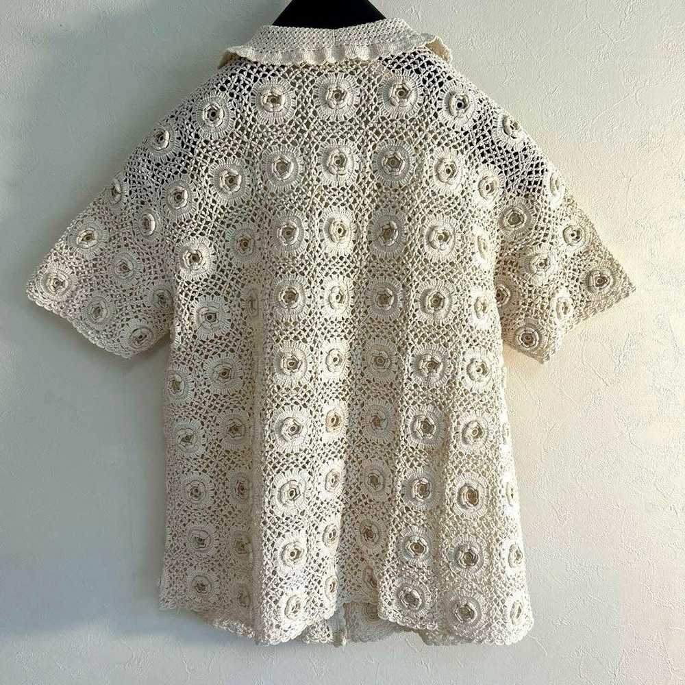 Vintage Hand Made Lace Cardigan in Ecru - image 6