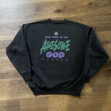 Vintage Vtg 90s Awesome God Crew Neck - image 1