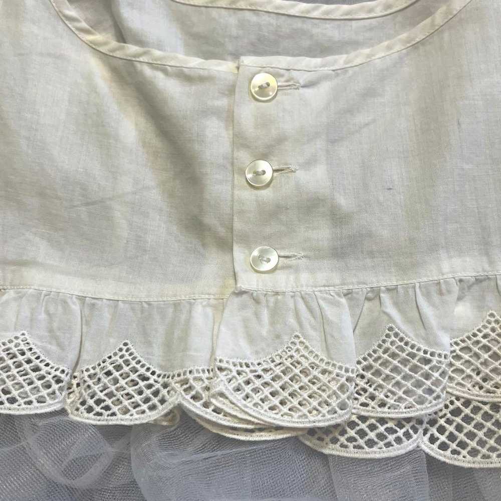 French Antique Vintage Cotton Lace Cropped Tops - image 4