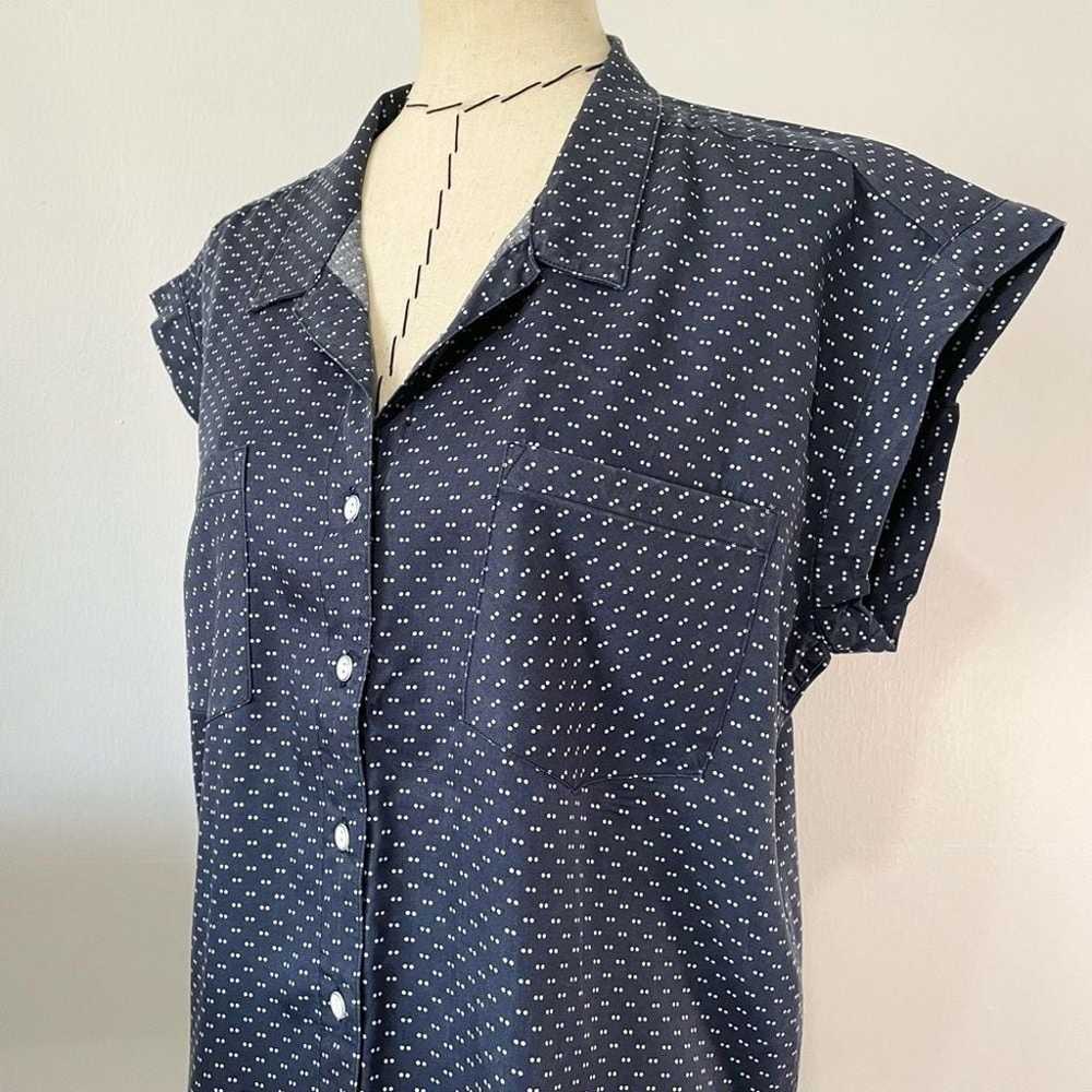 Jachs Girlfriend Navy Polka Dot Button Down Short… - image 1