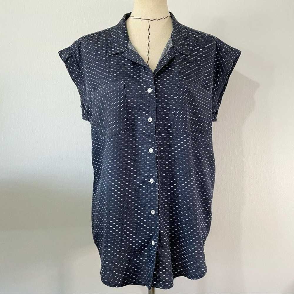 Jachs Girlfriend Navy Polka Dot Button Down Short… - image 2