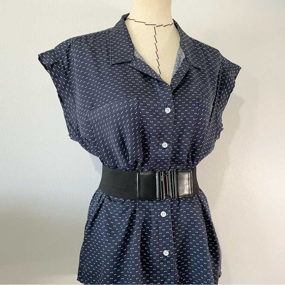 Jachs Girlfriend Navy Polka Dot Button Down Short… - image 4