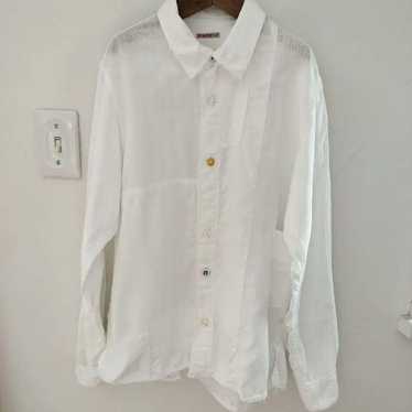 kapital White Patchwork Cotton Linen Shirt Size 0 - image 1