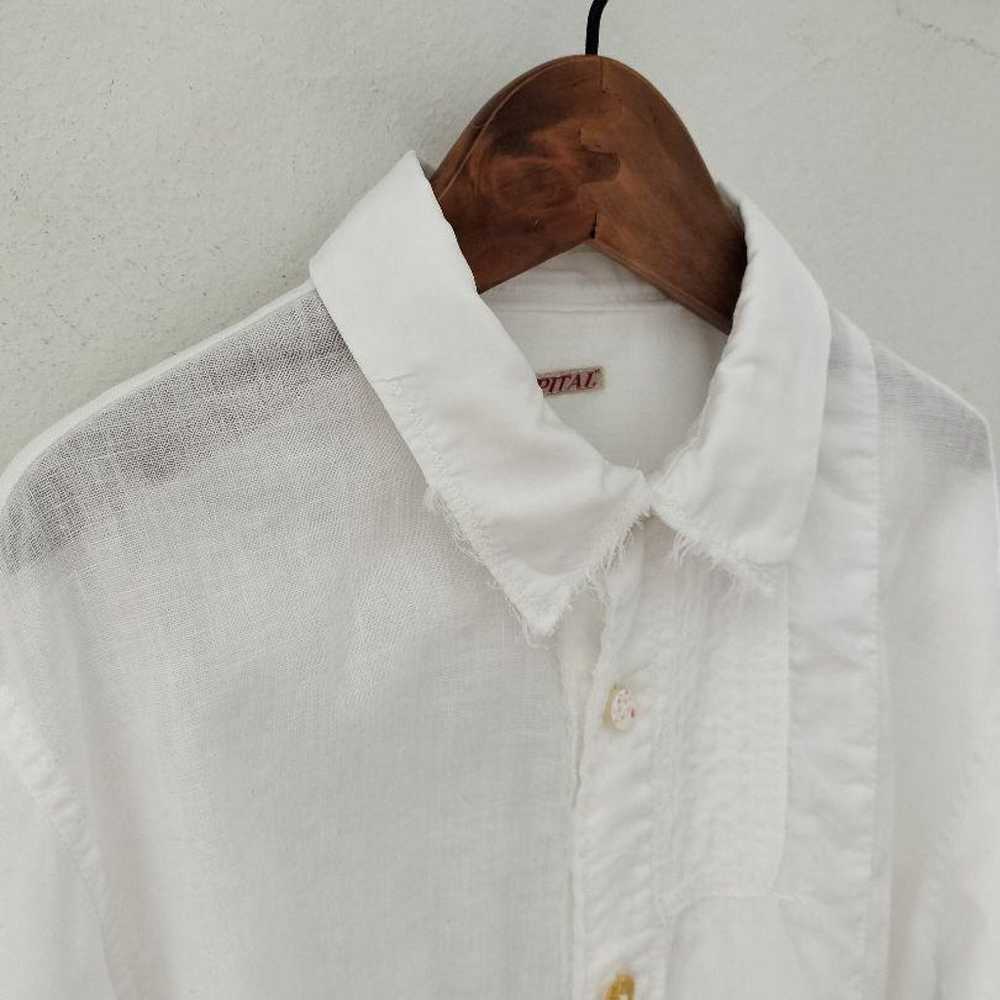 kapital White Patchwork Cotton Linen Shirt Size 0 - image 2