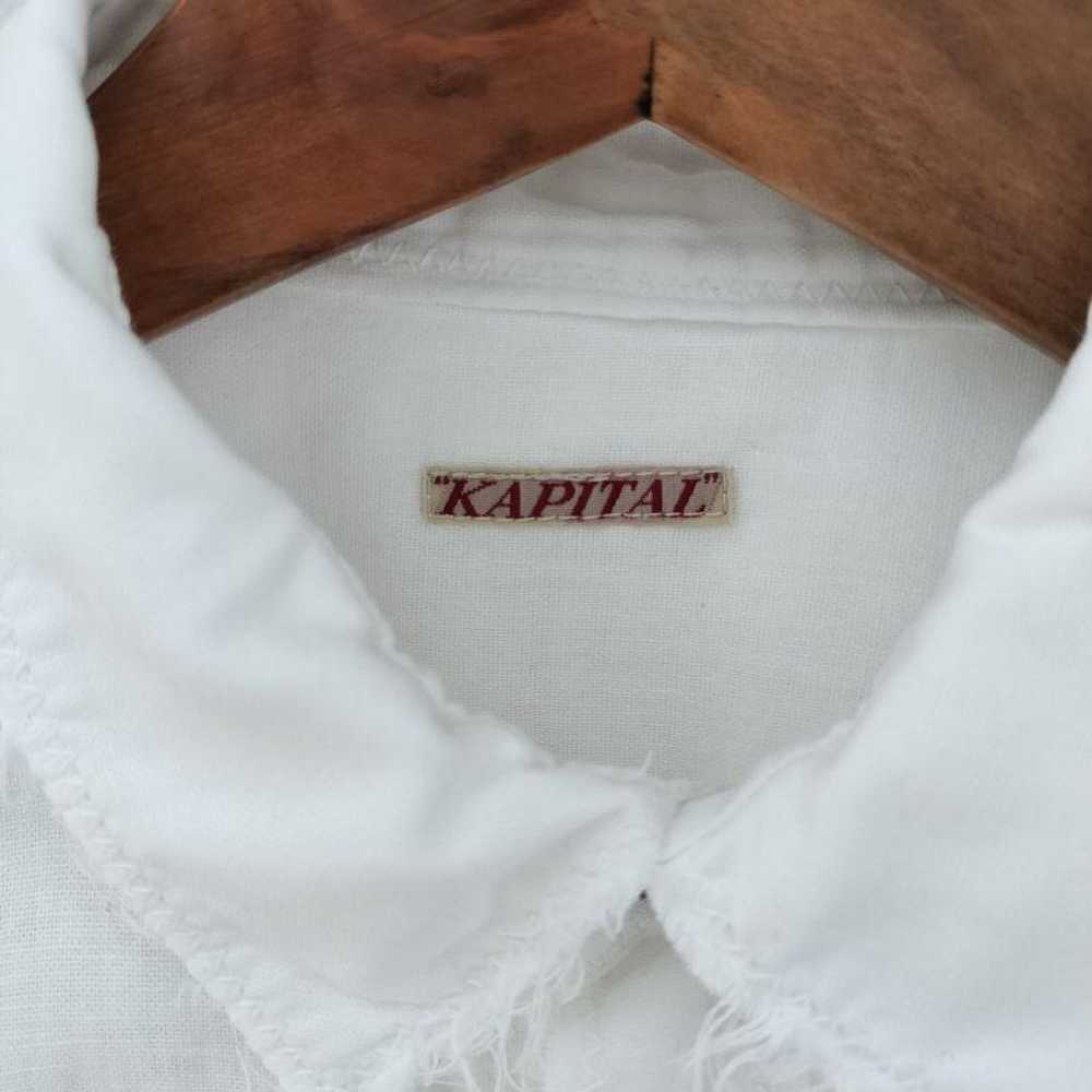 kapital White Patchwork Cotton Linen Shirt Size 0 - image 6