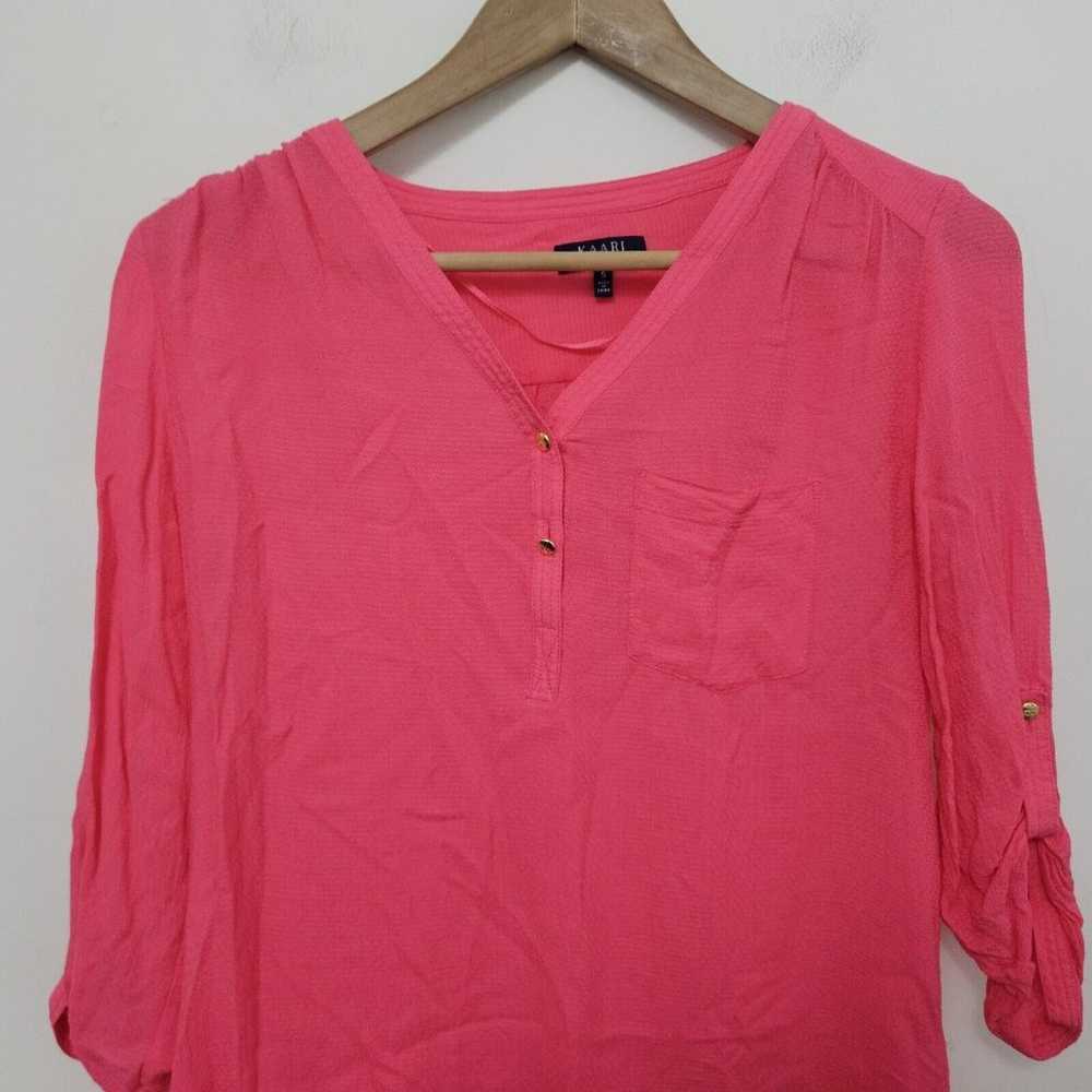 KAARI BLUE Women's Pink 3/4 Sleeve Lightweight Sh… - image 2