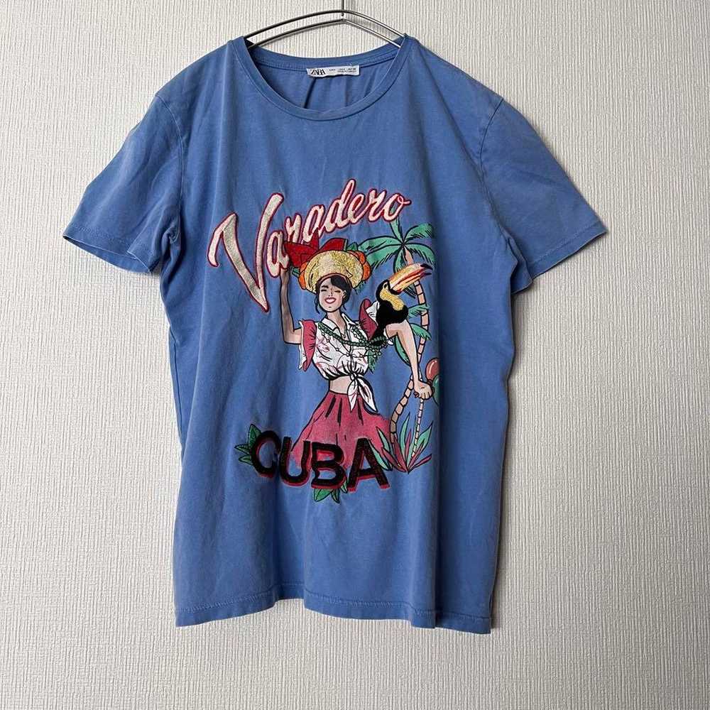 ZARA Vintage T-shirt CUBA Print Embroidery - image 1