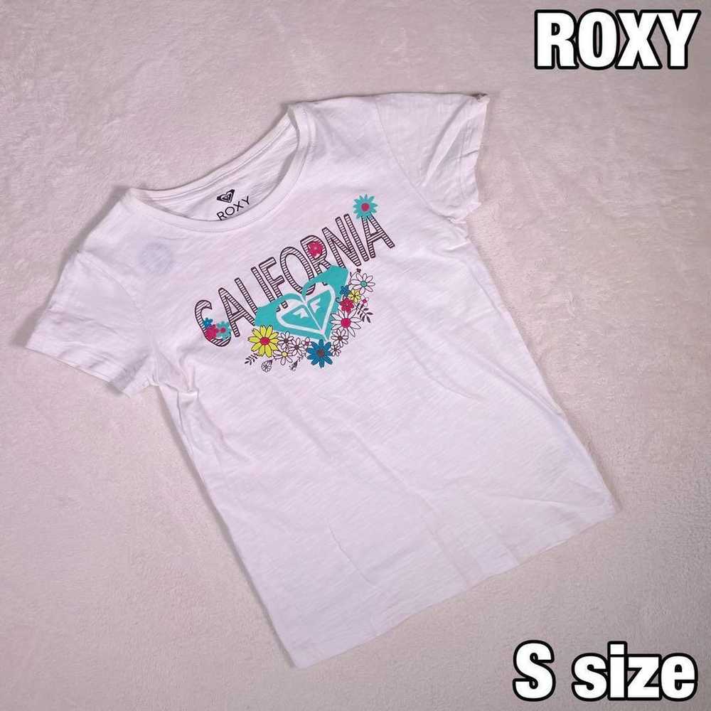 【ROXY】T-shirt short sleeves logo, flower pattern … - image 1