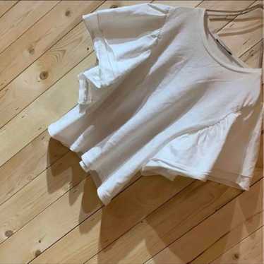 AE675 ZARA ZARA Over-sleeve T-shirt White Women's… - image 1