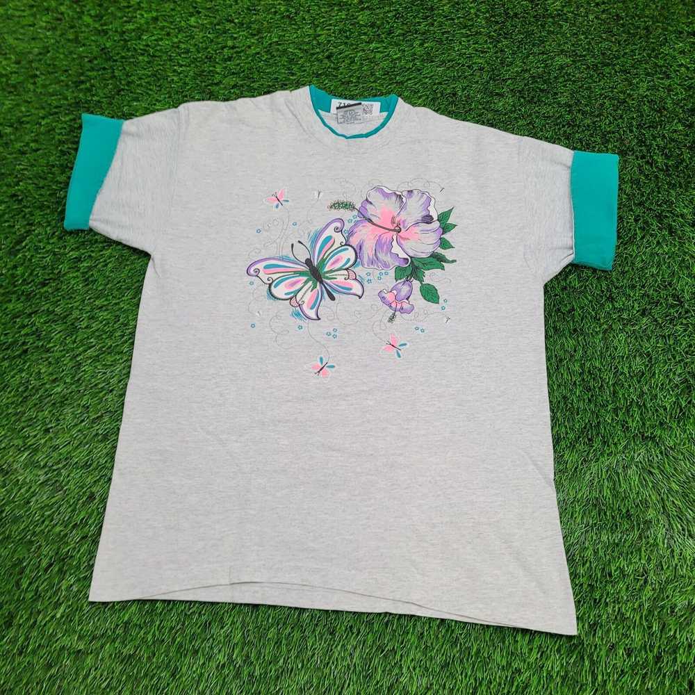 Vintage Vintage Butterfly Floral Art Shirt Womens… - image 1