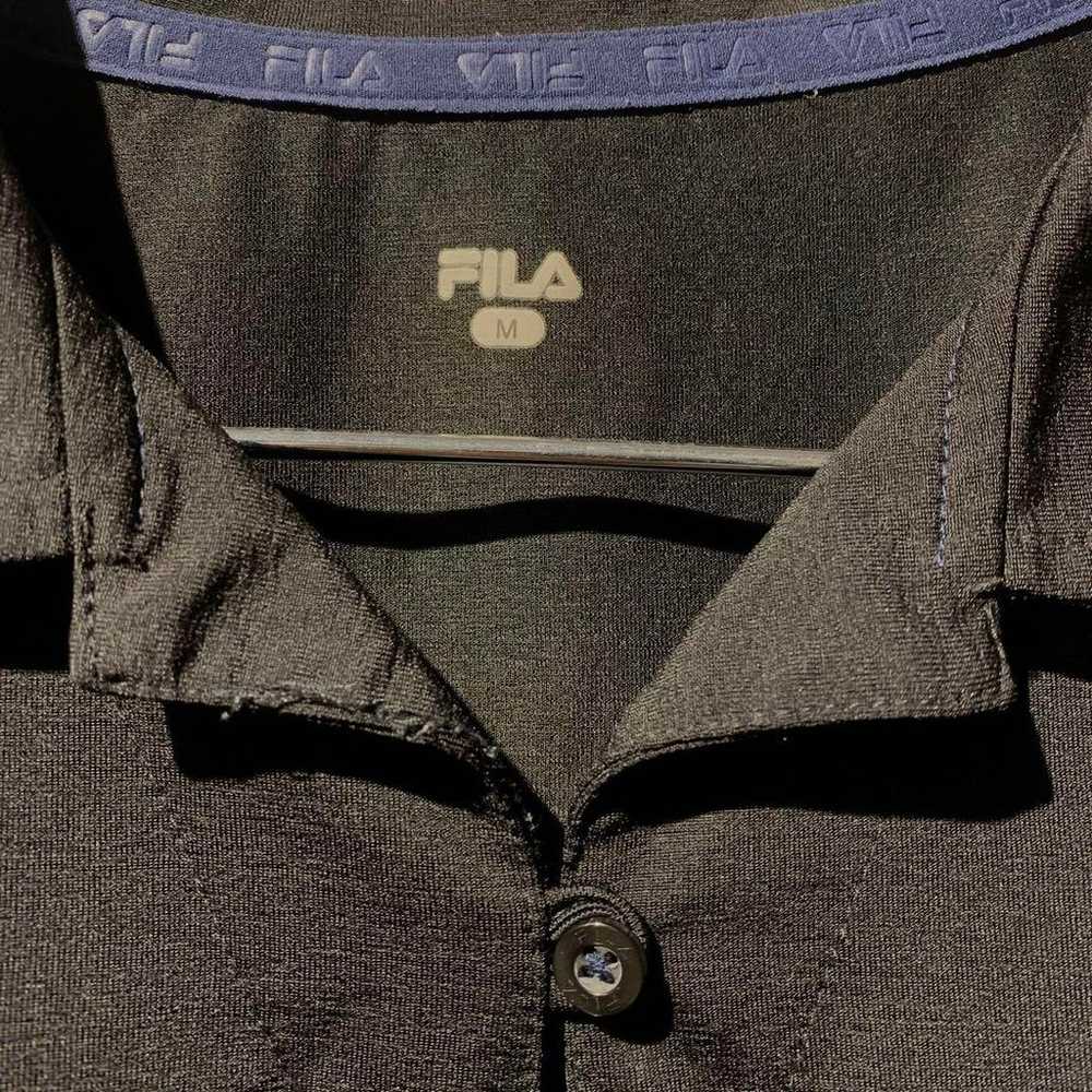 □ 00s FILA women's polo shirt in black made of po… - image 3