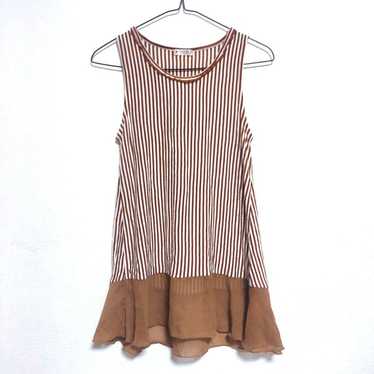 Ladies' sleeveless shirt in brown, size M, stripe… - image 1