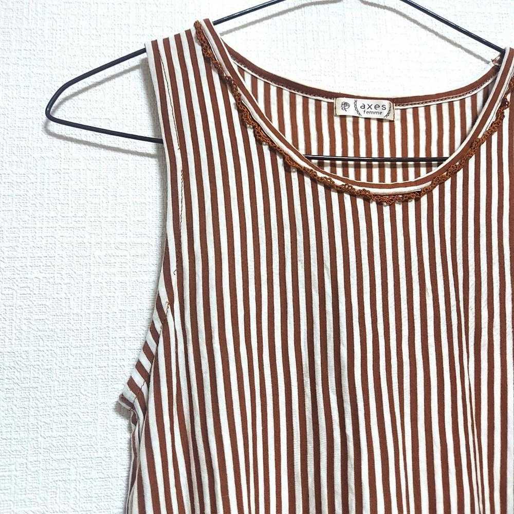 Ladies' sleeveless shirt in brown, size M, stripe… - image 3